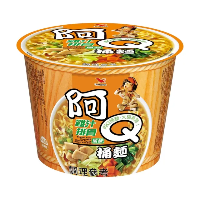 【阿Q桶麵】風味桶12入/箱(雞汁排骨/紅椒牛肉/生猛海鮮/韓式泡菜/蒜香珍肉)(中元)