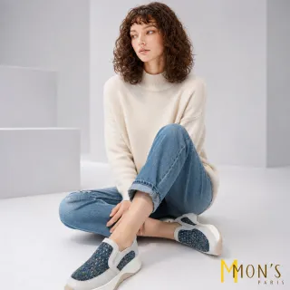 【MON’S】緹花閃鑽飛織鞋(直)