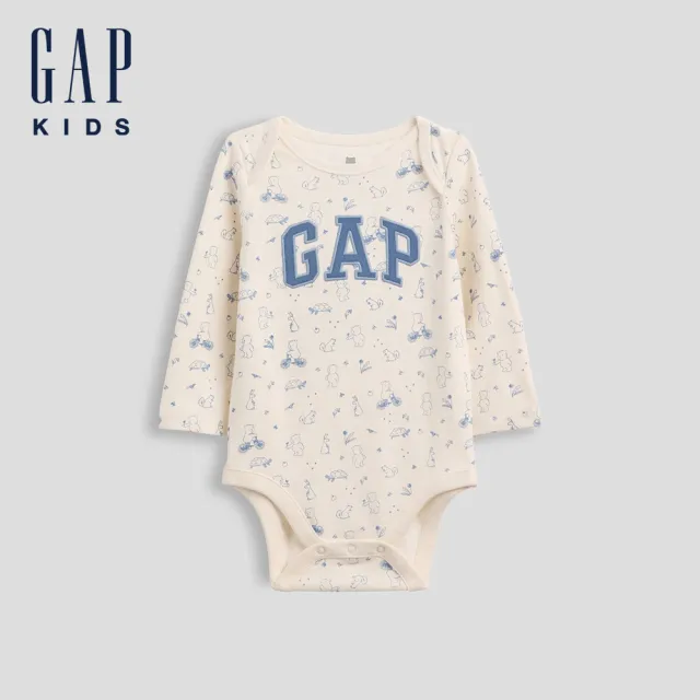 【GAP】有機棉Gap Logo包屁衣-象牙白(914528)