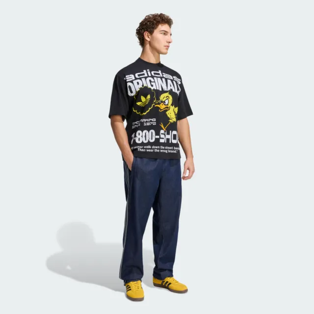 【adidas 愛迪達】Duck Gfx Tee 男女 T恤 運動上衣 休閒短袖 亞版 純棉 印花 黑(KG6438)