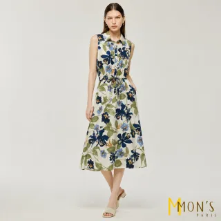 【MON’S】南洋綠意印花洋裝(直)