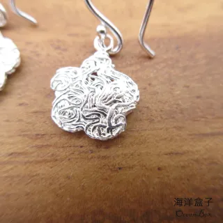 【海洋盒子】細緻銀絲花朵S925純銀垂墜耳環