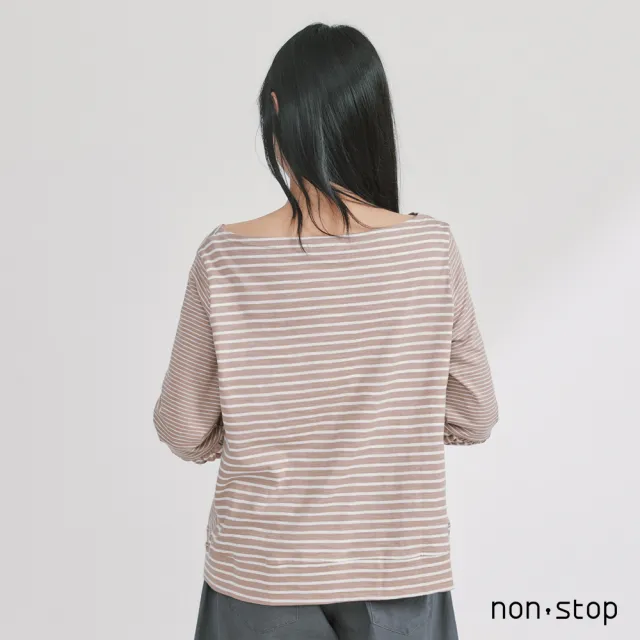 【non-stop】條紋拼接剪裁七分袖T恤-2色