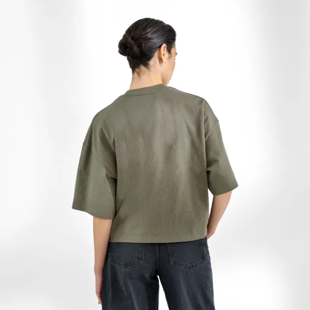 【Bread & Boxers】Heavy T shirt 女款 率性寬版純棉T恤 - 卡其綠