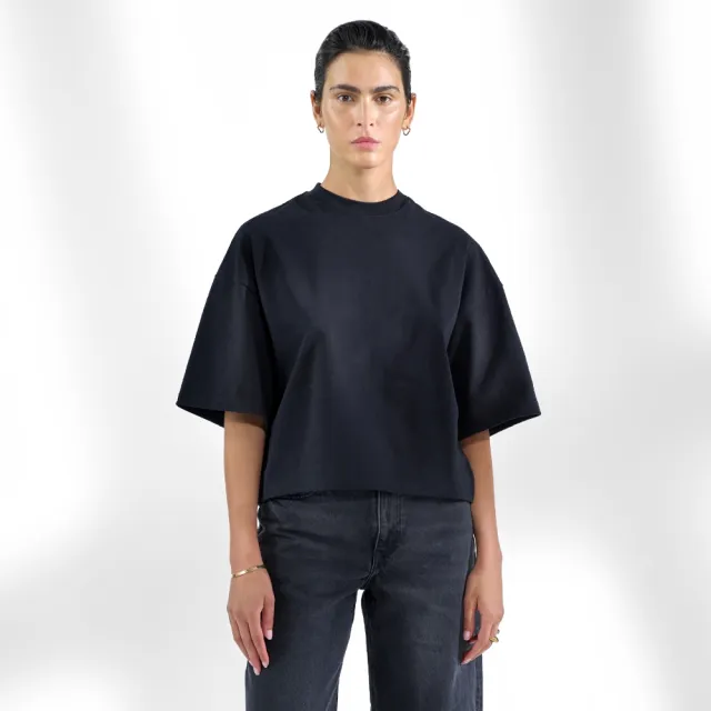 【Bread & Boxers】Heavy T shirt 女款 率性寬版純棉T恤 - 黑