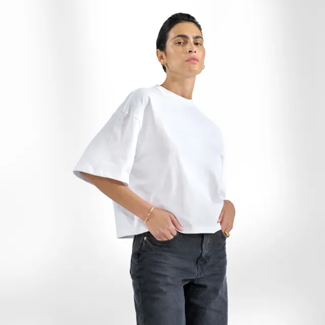 【Bread & Boxers】Heavy T shirt 女款 率性寬版純棉T恤 - 白