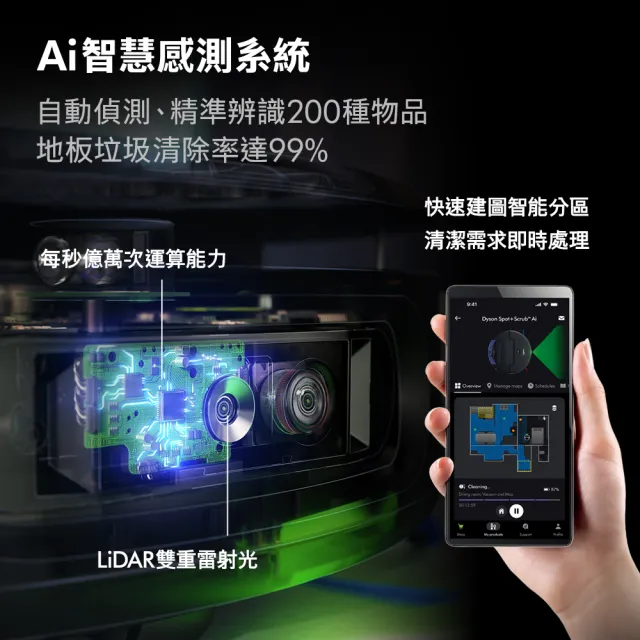 【dyson 戴森】RB05 Spot+Scrub Ai 掃拖機器人 (滾筒掃地機/智能偵測/熱活水洗地/自清潔)