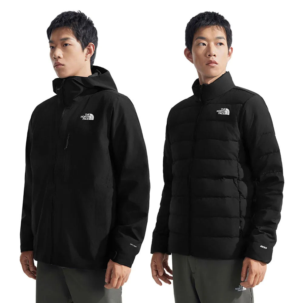 【The North Face】北面男款黑色DryVent防水透氣保暖連帽羽絨內裡三合一外套|83SL4HF