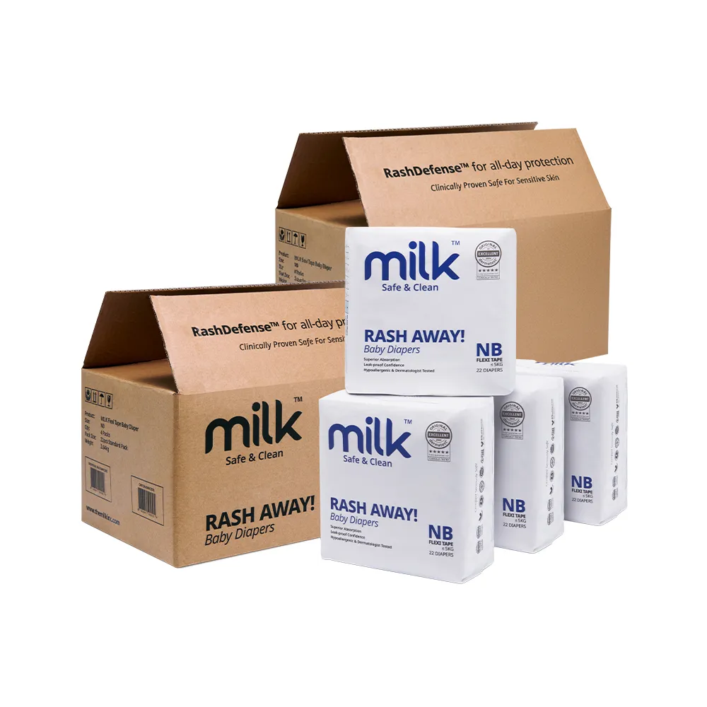 【milk】鎖水芯牛奶尿布-黏貼型 NB款(176片-2箱組)