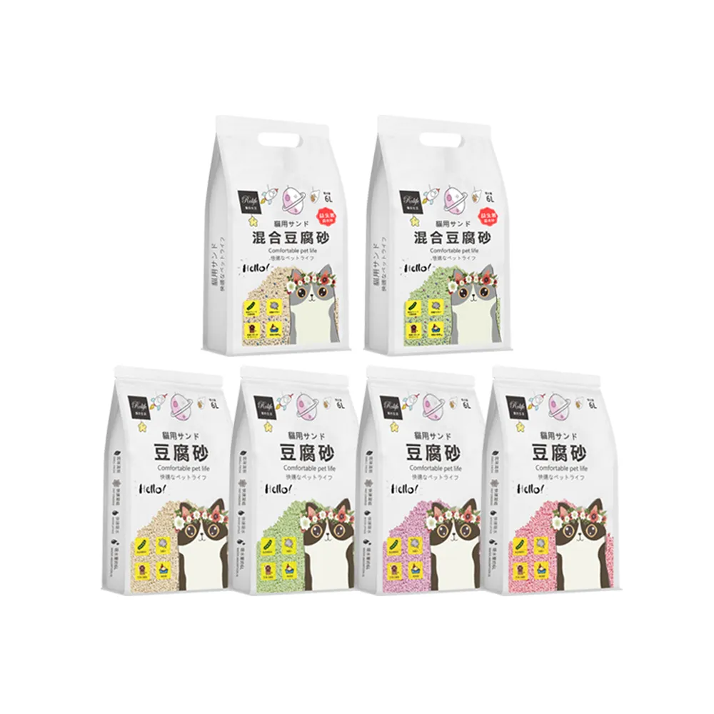 【RoLife 簡約生活】天然環保豆腐貓砂/益生菌混合款豆腐砂6L-8包組(全面升級益生菌配方除臭不加價)