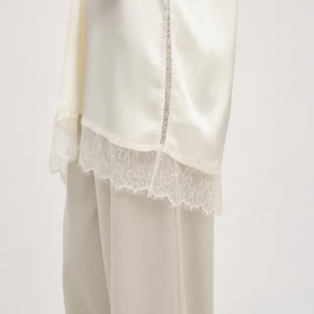 【plain-me】SAAKO 背心 疊穿 女上衣 拼接 蕾絲 光澤 緞面蕾絲拼接背心_SAA0133-262