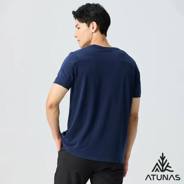 【ATUNAS 歐都納】男款POLARTEC DELTA涼感短袖T恤(A1TS2502M藏青/吸濕排汗/抗UV防曬/透氣快乾/戶外登山)