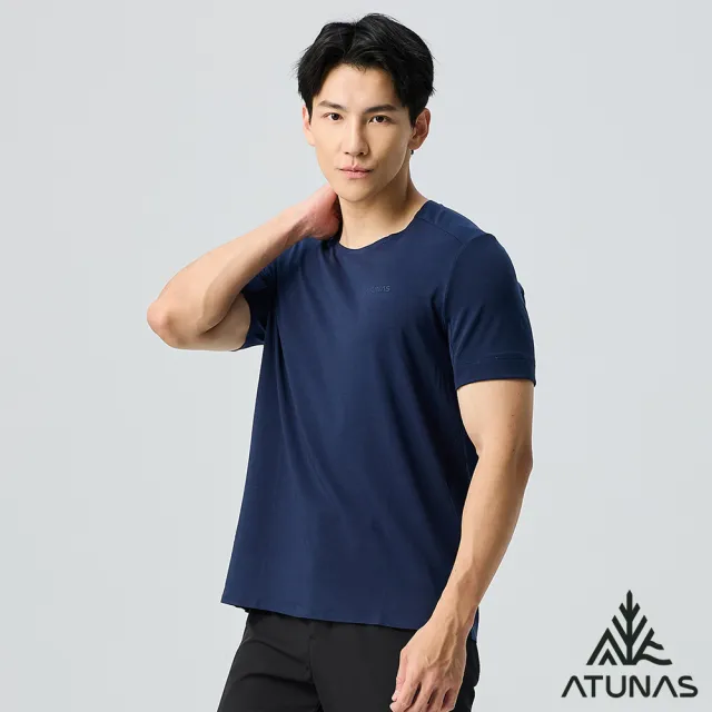 【ATUNAS 歐都納】男款POLARTEC DELTA涼感短袖T恤(A1TS2502M藏青/吸濕排汗/抗UV防曬/透氣快乾/戶外登山)