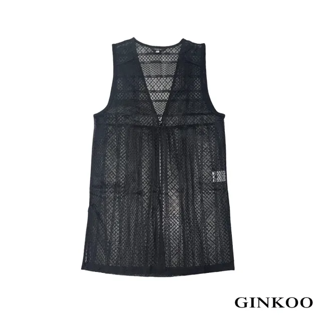 【GINKOO 俊克】側開衩蕾絲背心罩衫