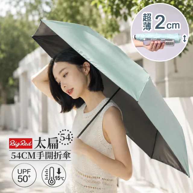 【雨傘王】BigRed太扁 降溫 輕量 手開傘 厚度2cm 口袋傘 黑膠傘 防曬 1人撐(終身免費維修)