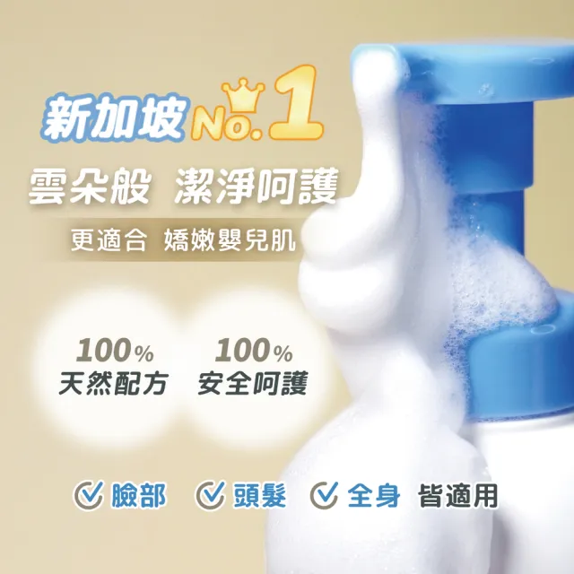 【BZU BZU】嬰兒洗髮沐浴慕斯 300ml(綿密泡泡、蘆薈與洋甘菊、易敏肌 嬰兒 洗澡洗頭洗髮沐浴乳)