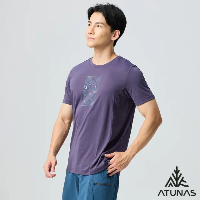 【ATUNAS 歐都納】男款再生循環回收ATUNAS-TEX短袖T恤(A2TS2529MC靛藍/防曬抗UV/休閒/吸濕排汗透氣)