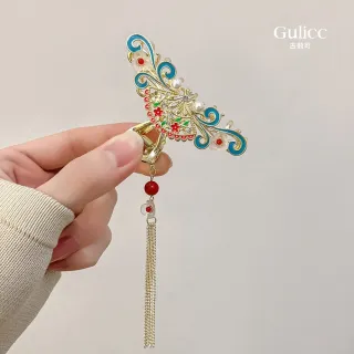 【Gulicc 古莉可】髮夾 中國風 珍珠流蘇 古典抓夾(雙11 生日 髮飾 頭飾 鯊魚夾 抓夾 禮物)