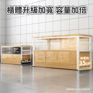 【靚白家居】鋼木風二門餐廚櫃 中島款 80公分 S049(收納櫃 置物櫃 收納櫥櫃 餐櫃 廚房電器櫃)