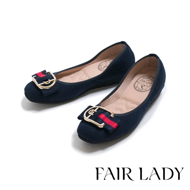 【FAIR LADY】品牌經典 我的旅行日記 都會時尚方頭增高平底娃娃鞋(藍/502089 女鞋)