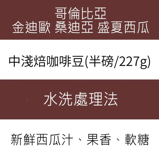 【木子家咖啡】哥倫比亞｜金迪歐 桑迪亞 盛夏西瓜 水洗/淺中焙 單品咖啡豆(半磅/包、PROBAT烘豆機)