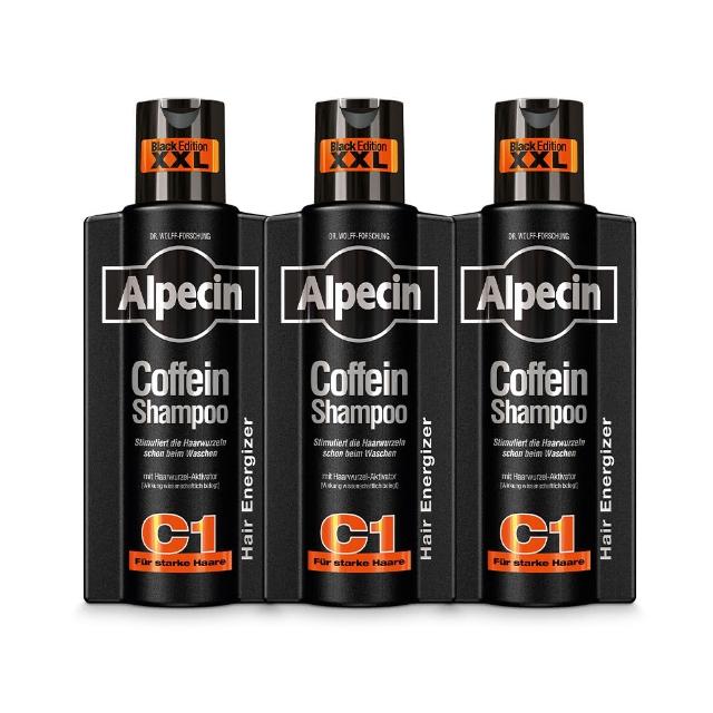 【Alpecin】Black C1咖啡因洗髮露黑色經典款375mlx3入