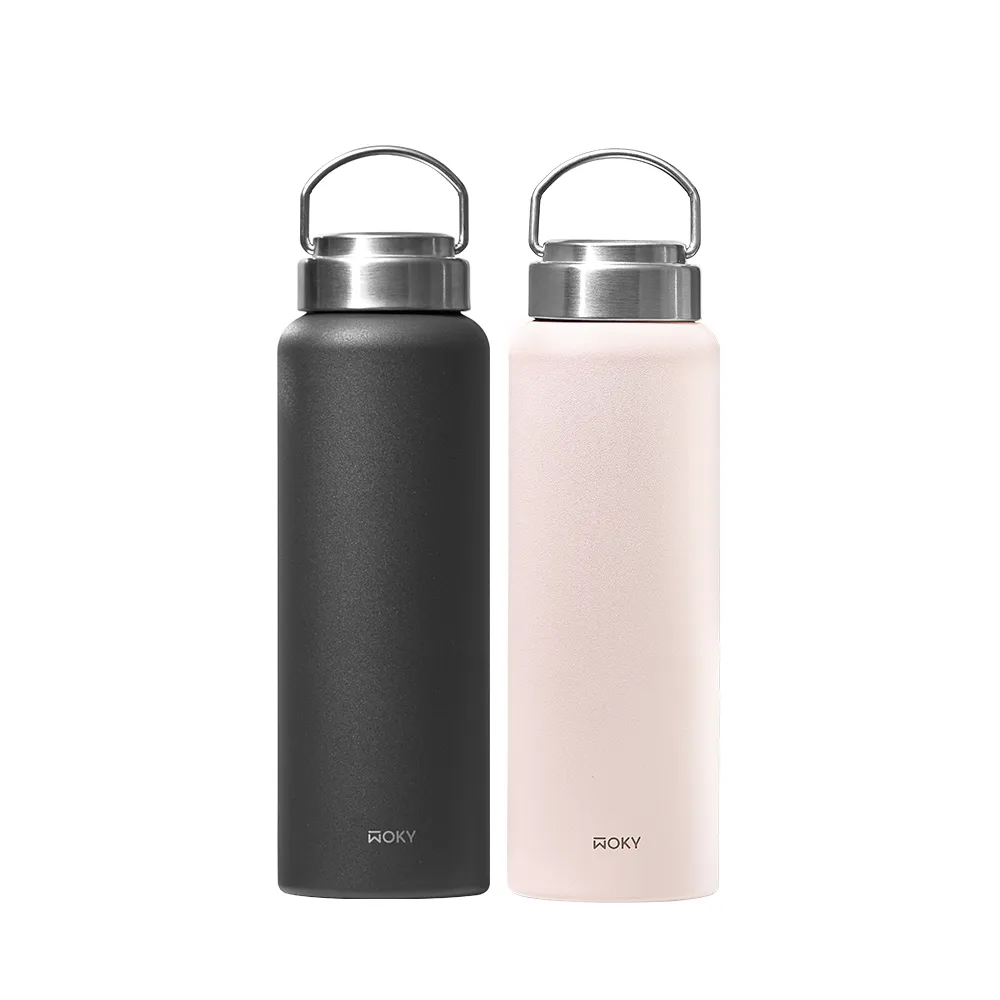 【WOKY 沃廚】提手輕量陶瓷易潔層保溫杯800ml(mo獨家款；保溫瓶)