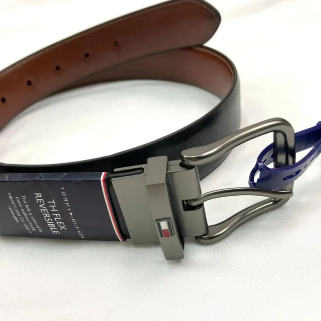 【TOMMY HILFIGER】TOMMY 皮帶 35MM寬 偏軟 雙面 外黑內棕 腰帶 選大不選小 休閒皮帶 送禮(皮帶8150內1)