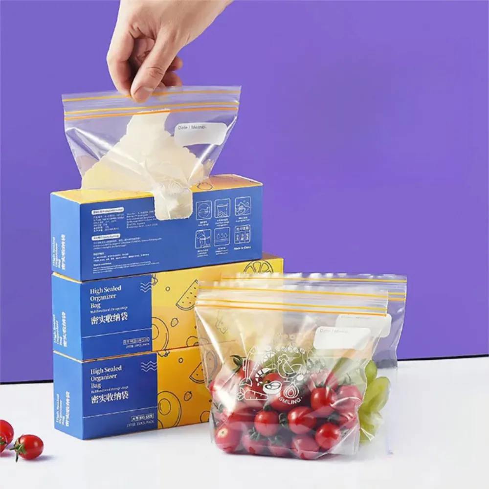 【Dagebeno荷生活】食品級PE材質立體加寬底部雙層密封保鮮袋 加厚款食品分裝袋-大號15只裝(3盒)