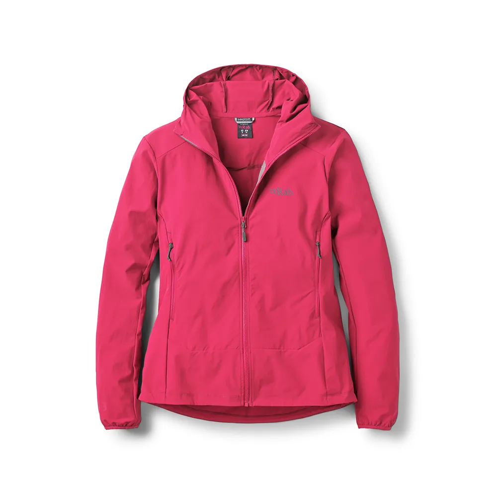 【RAB】Borealis Hoody Wmns 彈性防風透氣連帽外套 女款 西瓜紅 #QWS77