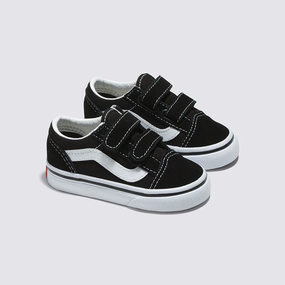 【VANS】官方旗艦 Old Skool V 小童款黑白色滑板鞋/休閒鞋(童鞋)