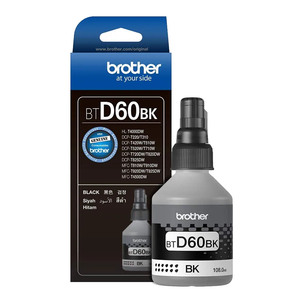 【brother】官方直營 BTD60BK原廠黑色墨水(DCP-T520W/HL-T4000DW/MFC-T920DW)