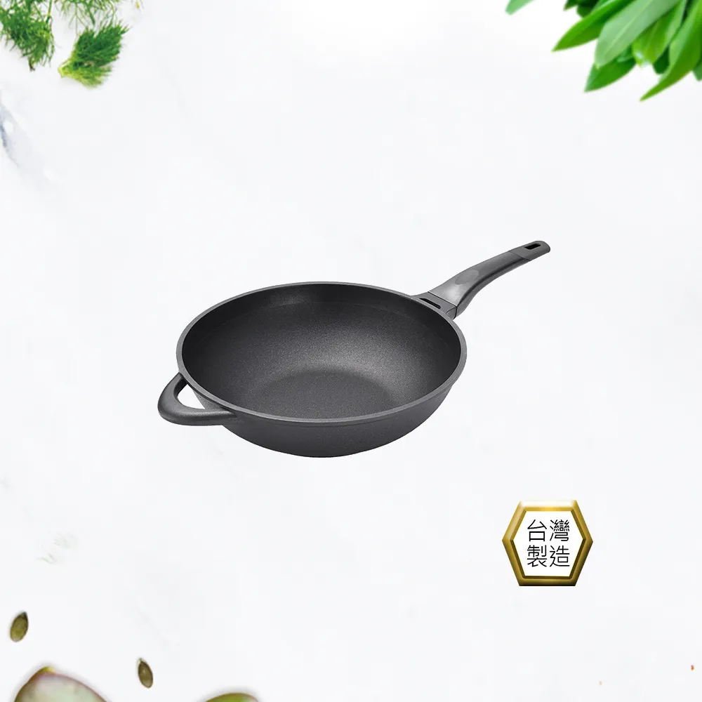 【PERFECT 理想】日式黑金鋼炒鍋-33cm單把無蓋(台灣製造)