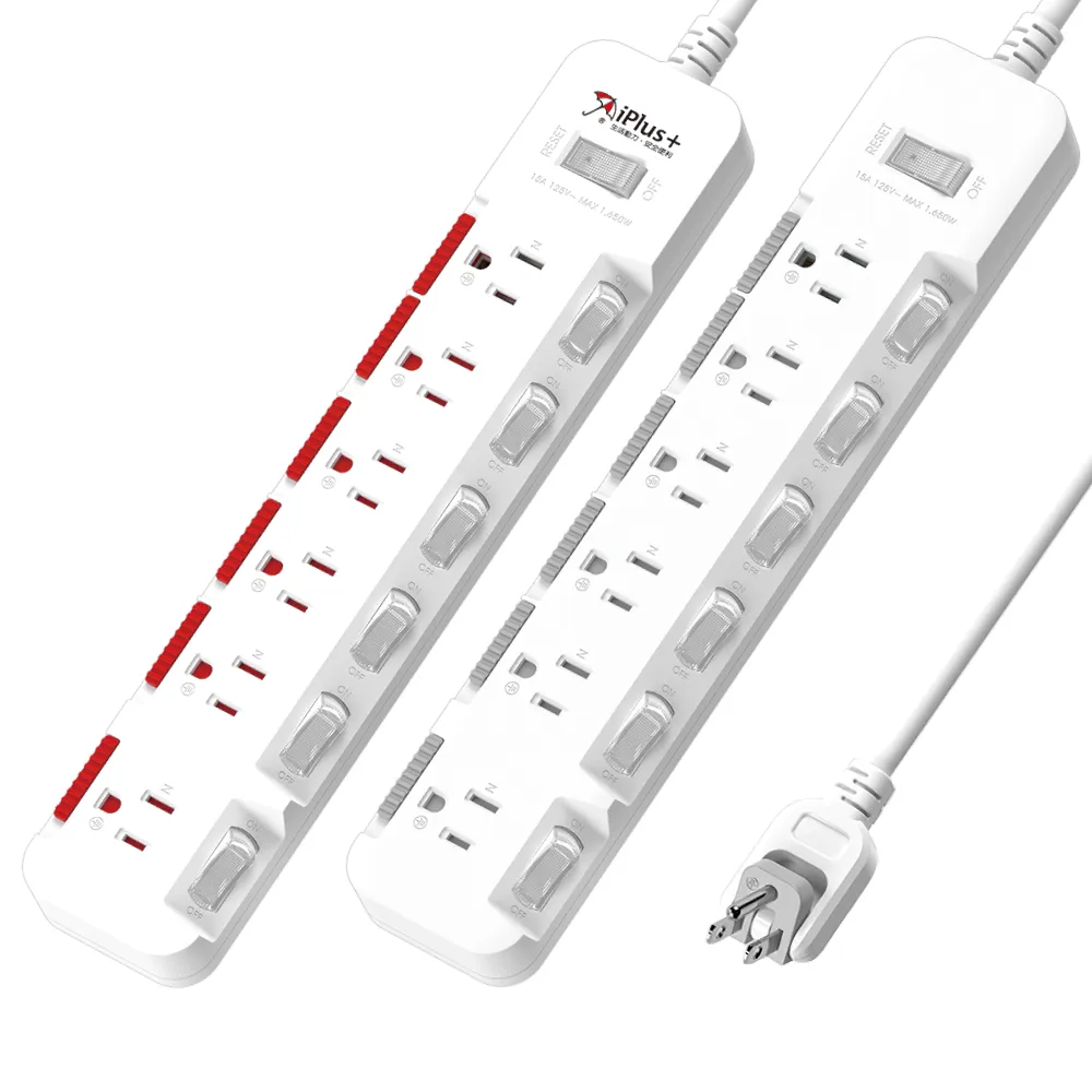 【iPlus+ 保護傘】7開6插3P防塵抗雷擊旋轉插頭延長線1.2M(PU-3767S 斜面開關.台灣製.防火)