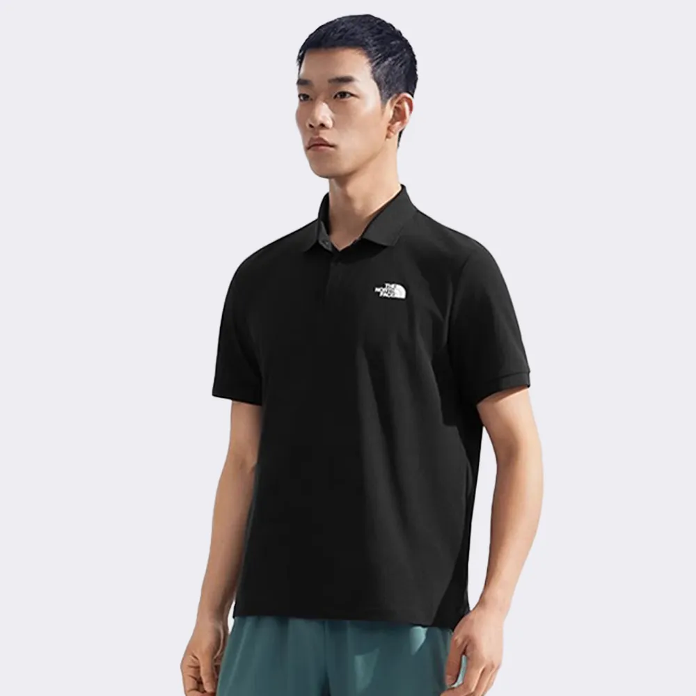【The North Face】北面男款黑色UPF防曬POLO衫短袖|87W2JK3(抗UV)