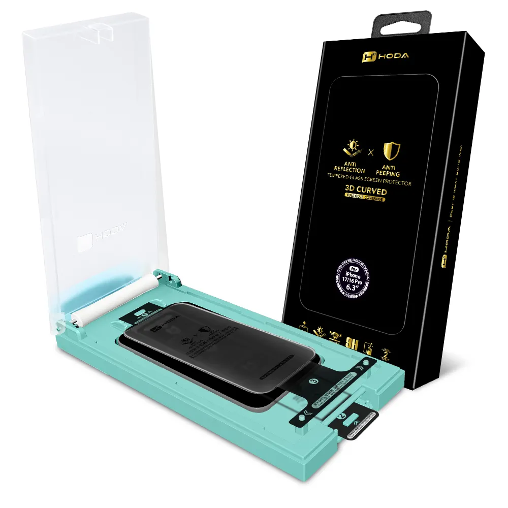 【HODA】iPhone 17/16/15 Plus/Air/Pro/Pro Max 3D熱彎曲面  AR抗反射防窺玻璃保護貼 附無塵滾輪太空艙
