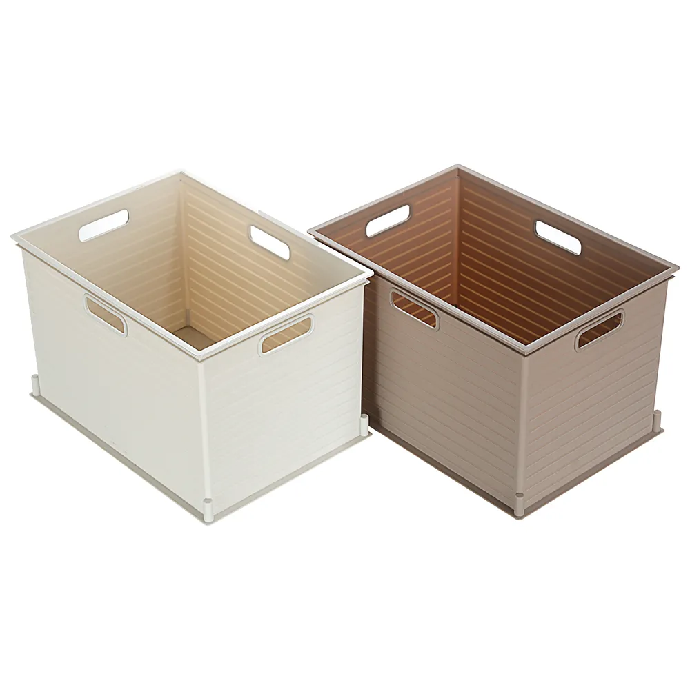 【KEYWAY 聯府】森本深型收納盒23L-6入 米色/咖啡色(堆疊收納 整理盒 置物盒 MIT台灣製造)