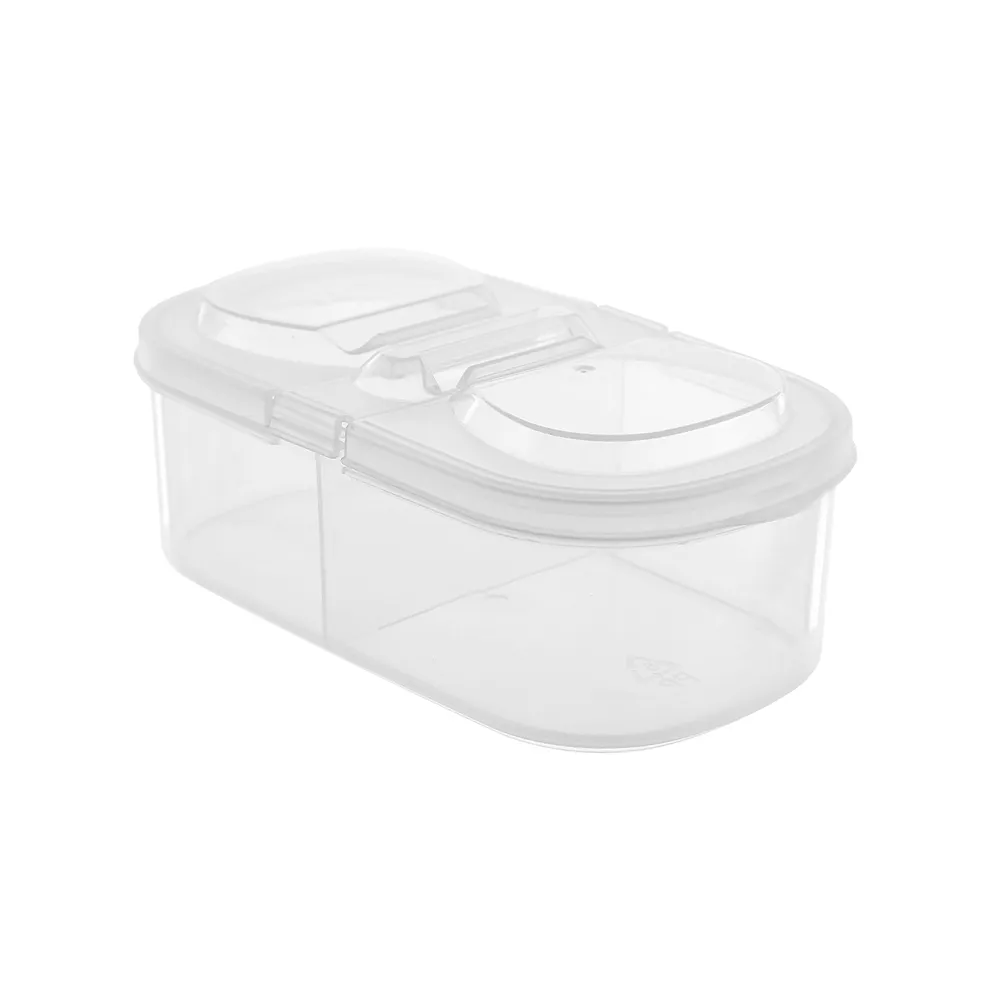 【梵特】便攜式水果保鮮盒-雙格/雙開蓋-650ml-3入(分隔保鮮盒/餐盒/備料盒)