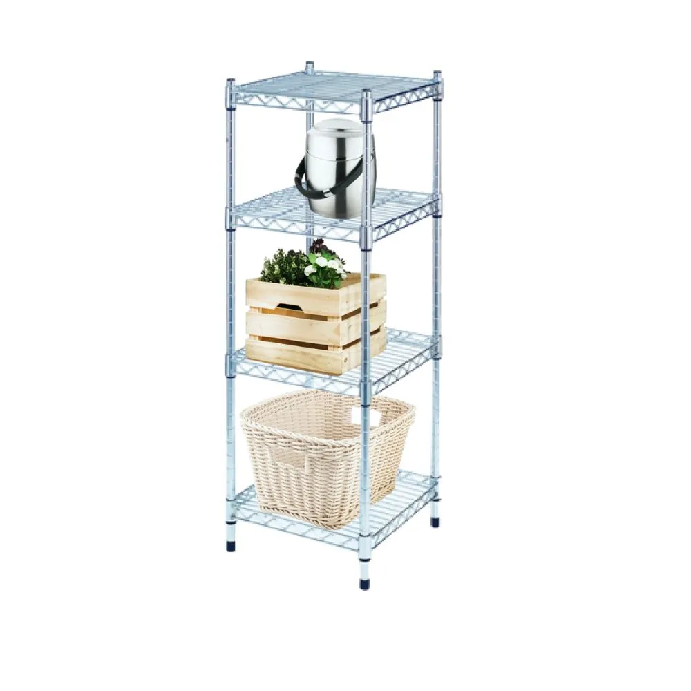 【KIWISH】MIT耐重型四層置物架46x46x150(鐵架/四層架/收納層架/層架/置物架/鍍鉻架/收納架/廚房置物架)