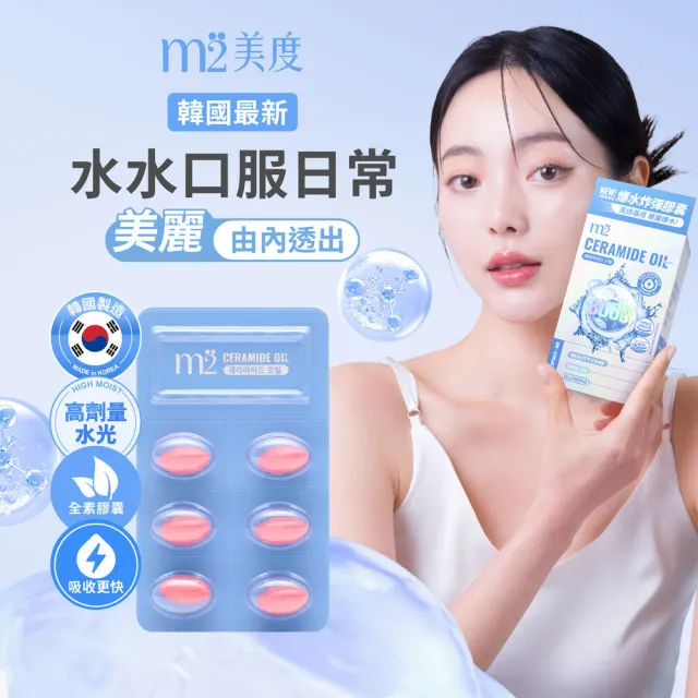 【m2 美度】超能水光精粹軟膠囊 2盒組 買1送1組(24入/盒.韓國製造.素食可食.神經醯胺)