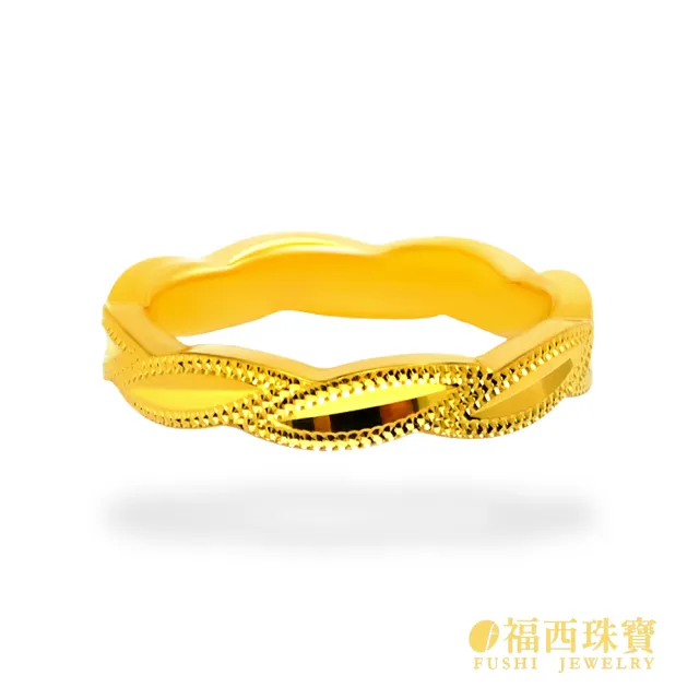 【福西珠寶】黃金戒指 #13.5 月桂花冠 固圍戒滾珠葉片桂冠造型 中性寬版 男女皆宜(金重0.64錢正負0.03錢)