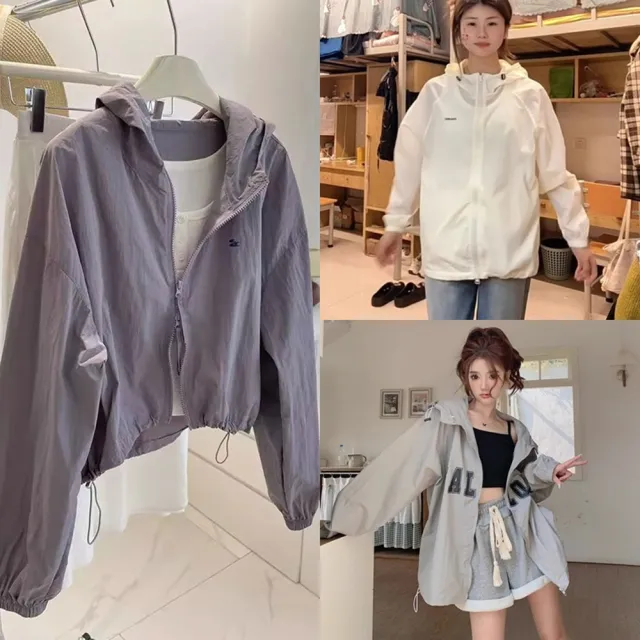 【巴黎精品】現貨+預購 防曬外套法式短版外套防曬衣夏季薄款上衣襯衫(慵懶風寬鬆女外套8款a1no8 C)