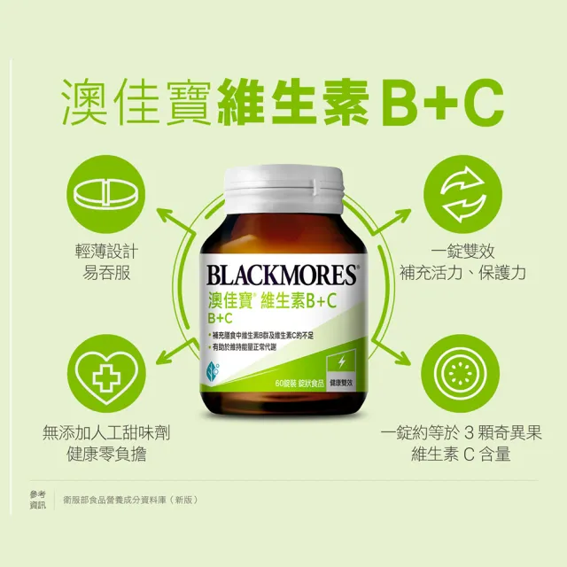 【BLACKMORES 澳佳寶】維生素B＋C 2入組(共120錠 7種維生素B 維生素C)