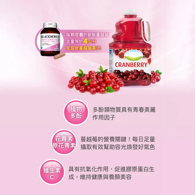 【BLACKMORES 澳佳寶】蔓越莓15000 2入組(共120顆 花青素 維生素C 膠囊)