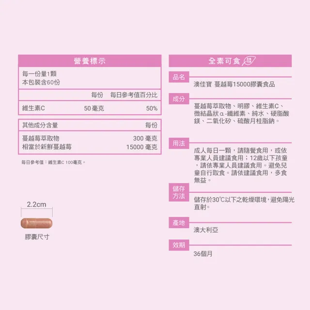 【BLACKMORES 澳佳寶】蔓越莓15000 2入組(共120顆 花青素 維生素C 膠囊)