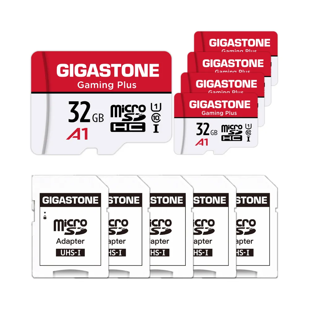 【Gigastone 立達國際】Gaming Plus microSDHC UHS-Ⅰ U1 A1 32GB遊戲專用記憶卡-5入組(支援Switch/GoPro)