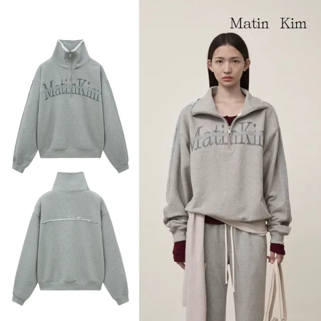 【MATIN KIM】官方旗艦 切線LOGO半拉鍊上衣女款(多款任選)