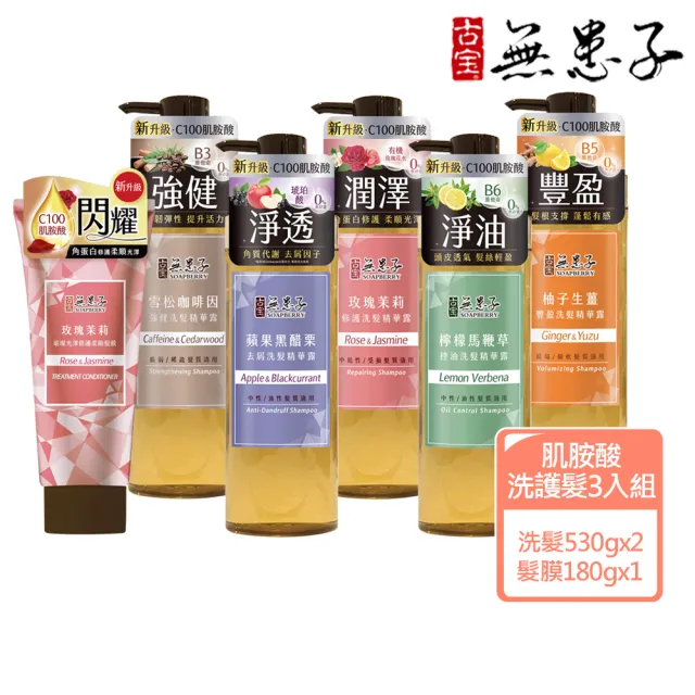 【古寶無患子】髮的能量飲 肌胺酸洗護髮組 洗髮x2+護髮x1(強健髮根/豐盈髮絲/潤澤柔順/控油去屑/無矽靈)