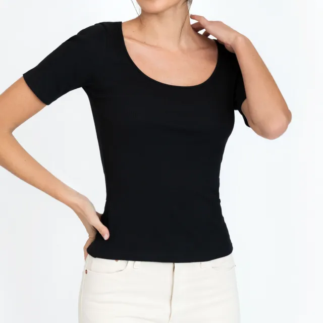 【Bread & Boxers】T-shirt ribbed by Biderman 女款 有機棉羅紋大圓領T 素t 短t 短袖上衣 女上衣