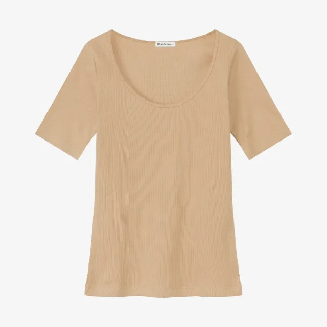 【Bread & Boxers】T-shirt ribbed by Biderman 女款 有機棉羅紋大圓領T 素t 短t 短袖上衣 女上衣